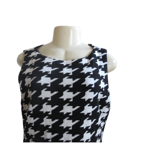 Alice & Olivia Everleigh Black/White Houndstooth Mini Dress w Sheer Back Size 12 - Picture 2 of 6